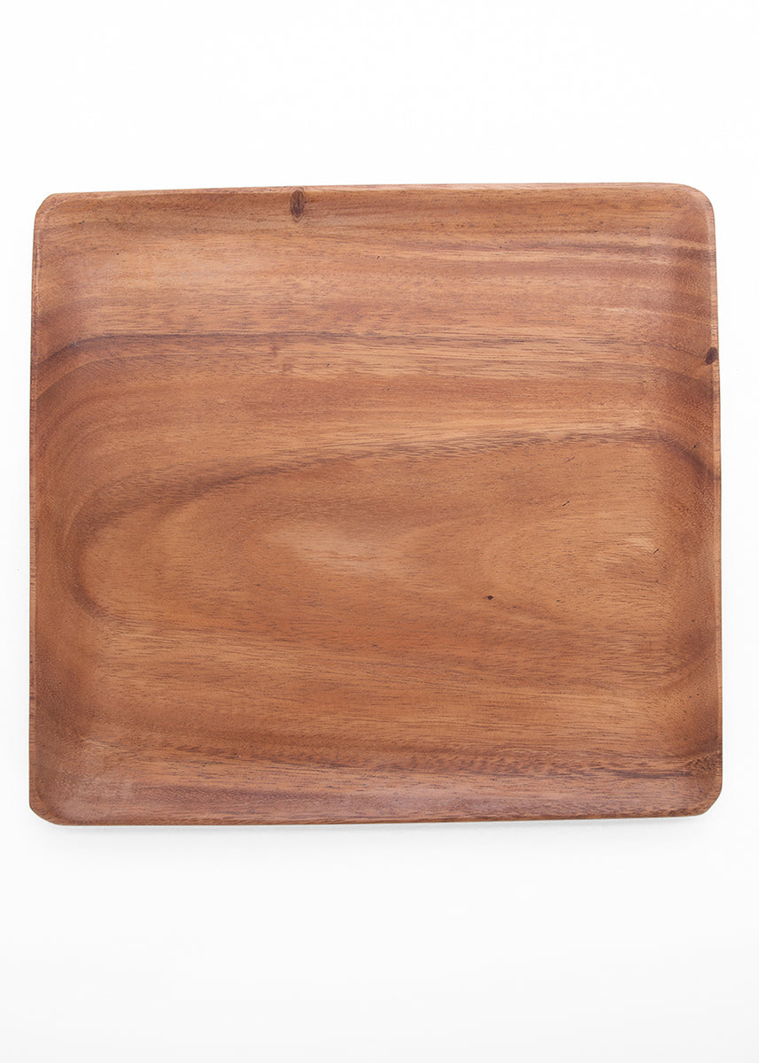 Square Acacia Plate 8-inch