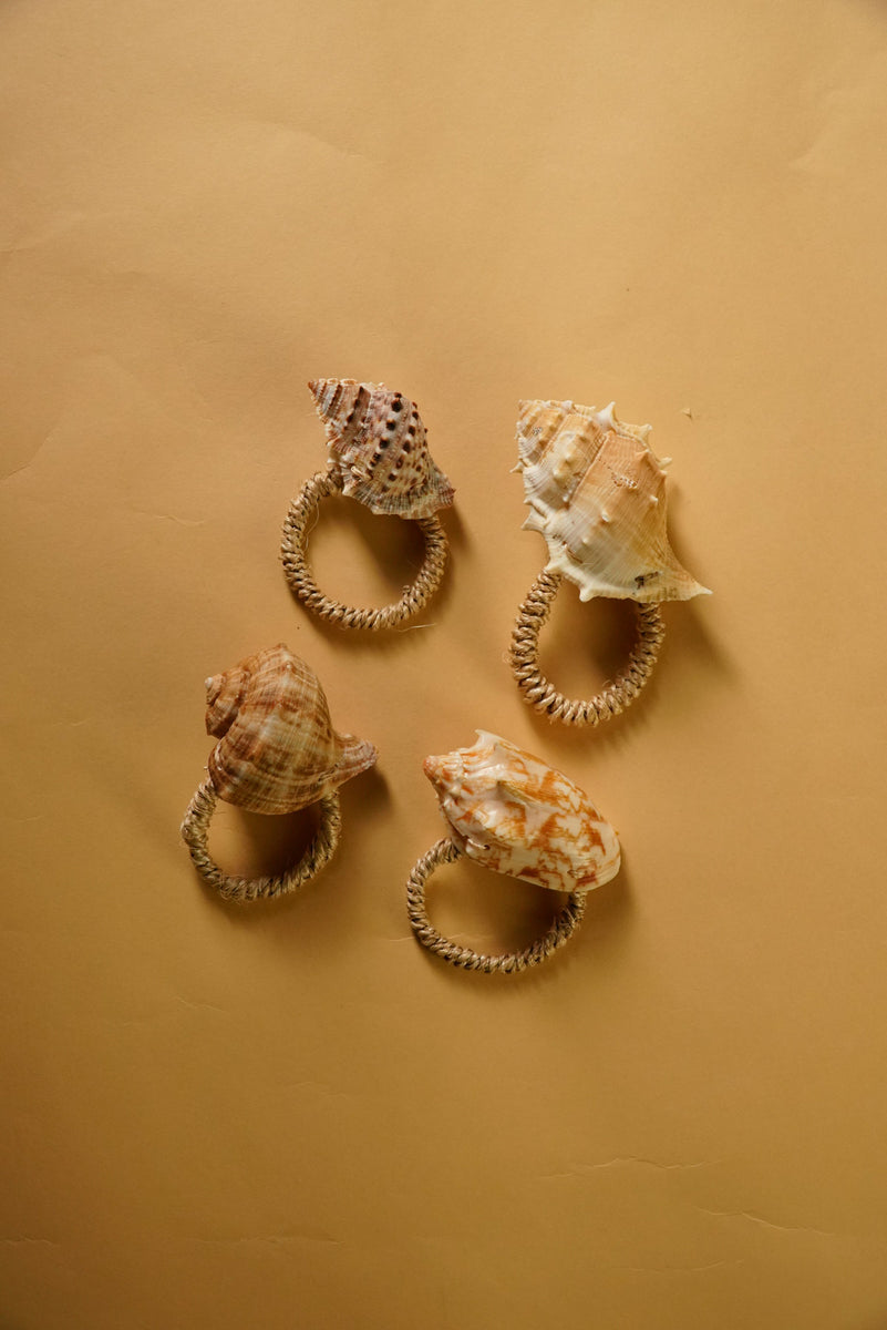 Shell Napkin Rings — Set of 4 Assorted Natural