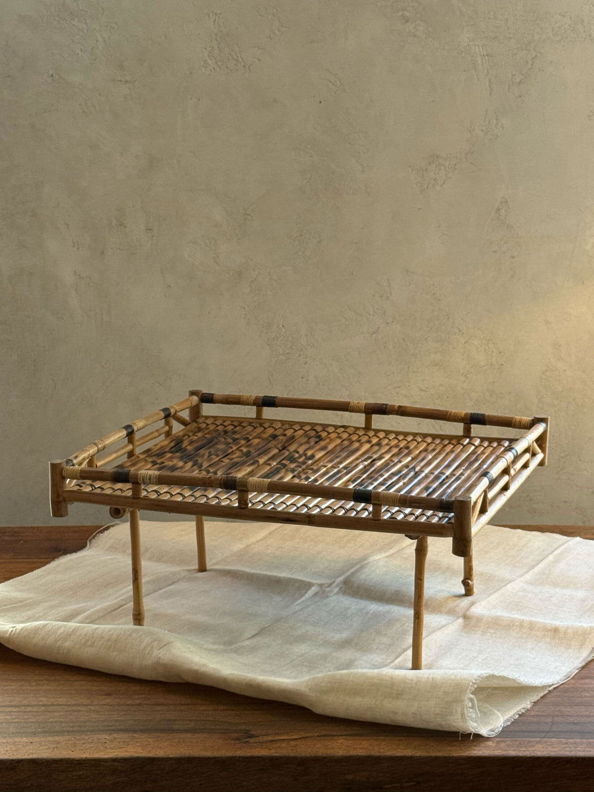 Scorched Bamboo Tray with Stand