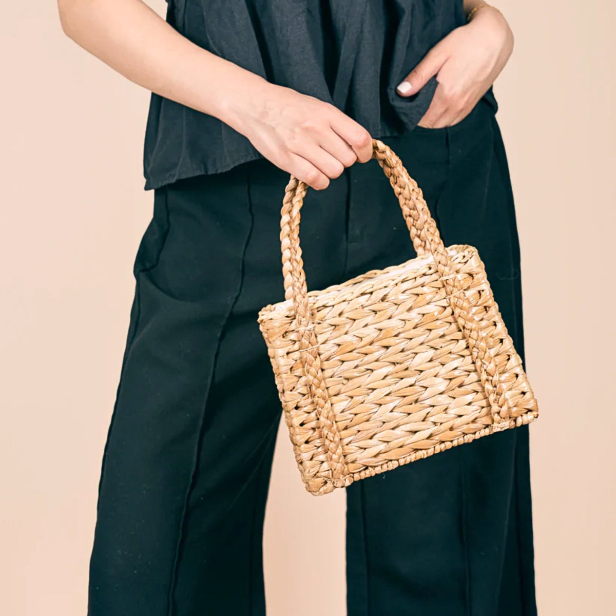 Charlotte Water Hyacinth Structured Bag