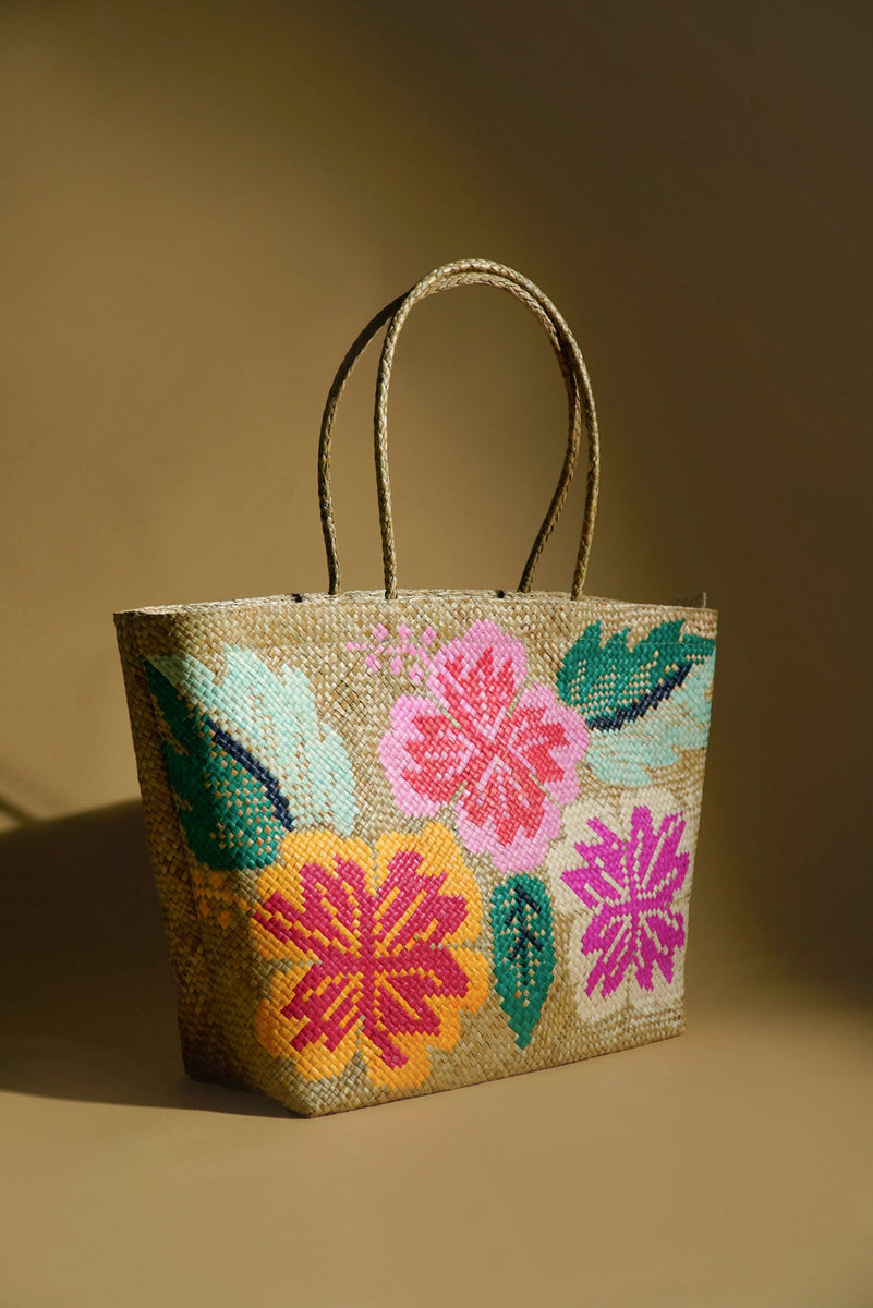 Tikog Handbag — Three Flowers