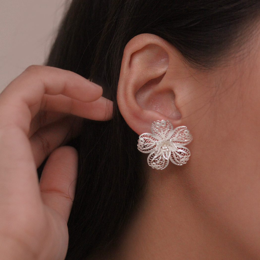 Carnation Filigree Stud Earrings