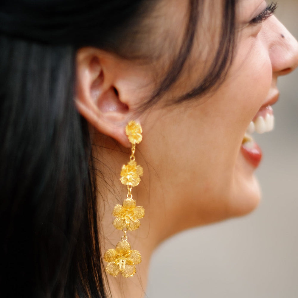 2-Way Gumamela Filigree Long Drop Earrings