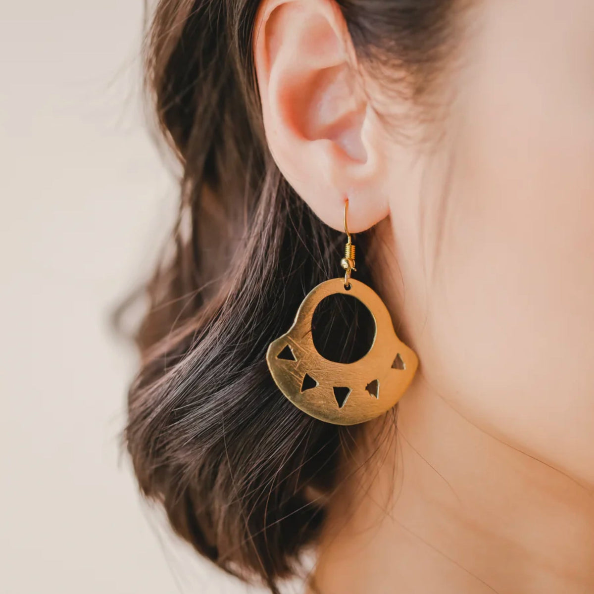 Mata K'daw Sun Brass Earrings