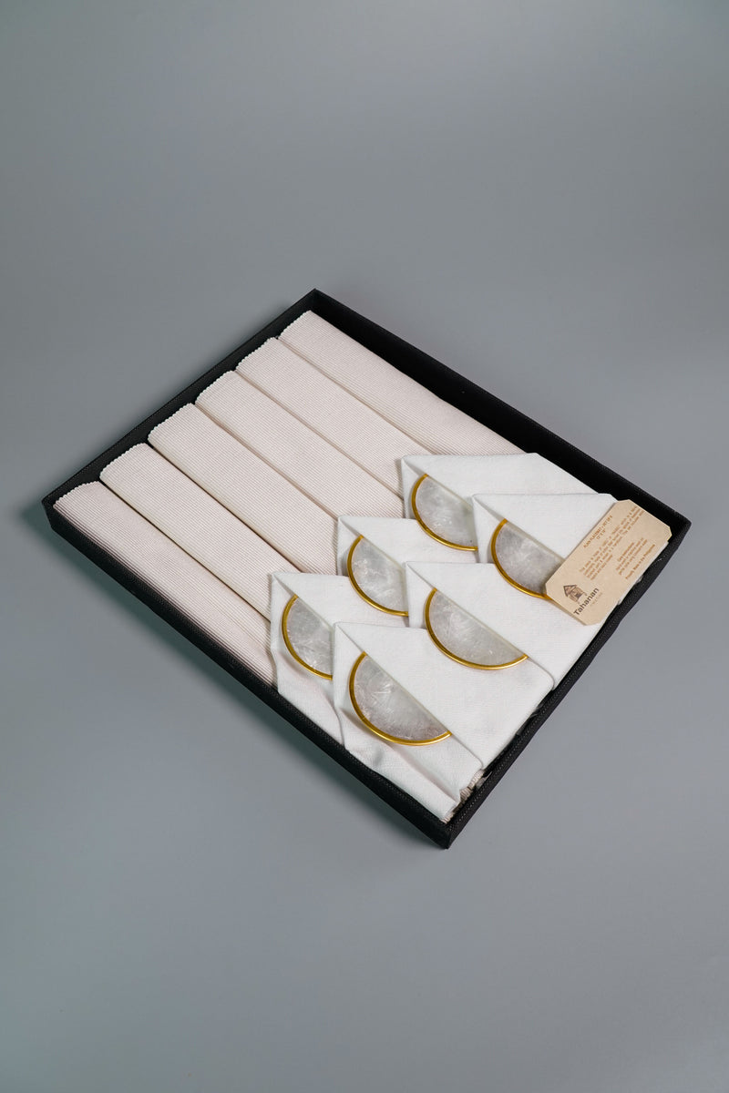 White Binacol Placemats with Napkins & Coasters — Set of 6