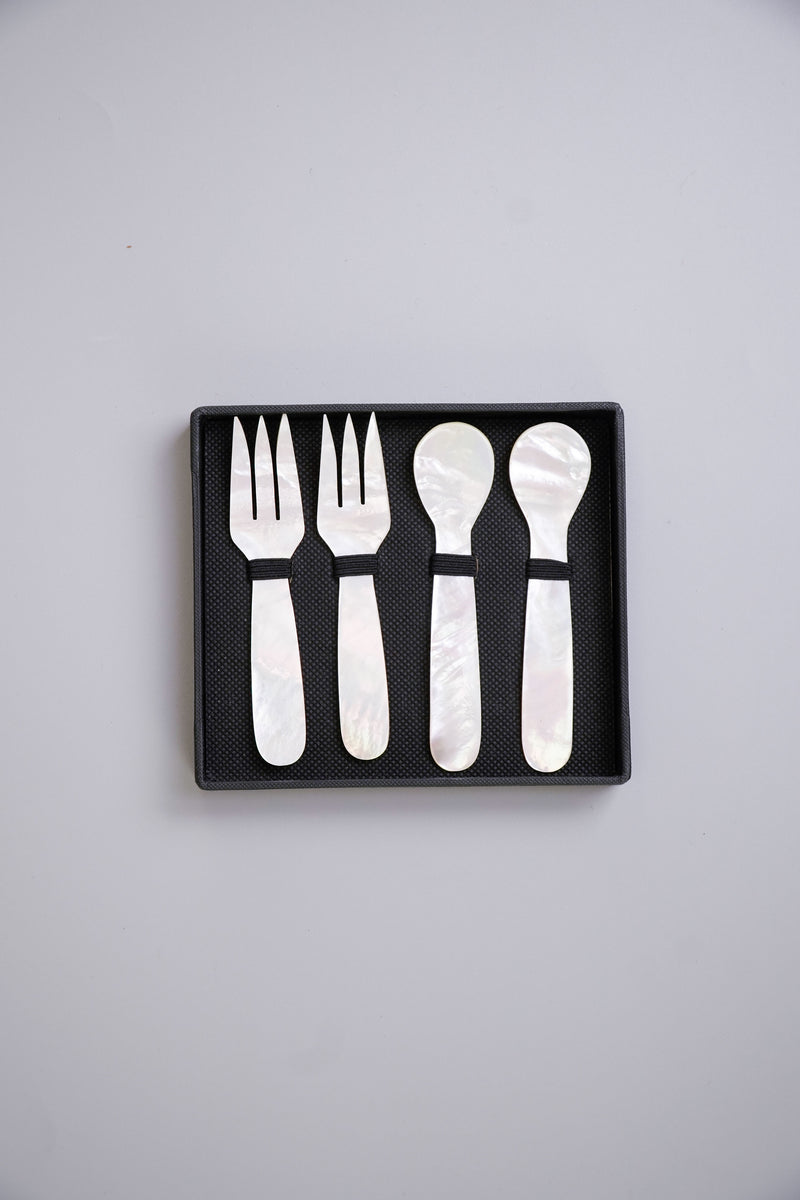 Mother of Pearl with Spoon and Fork — Set of 4