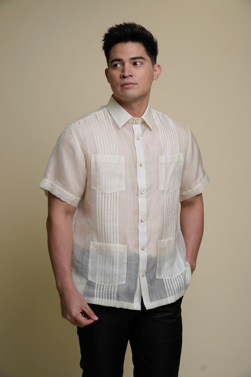 Men's Cocoon Silk Guayabera with 4 Pockets Barong