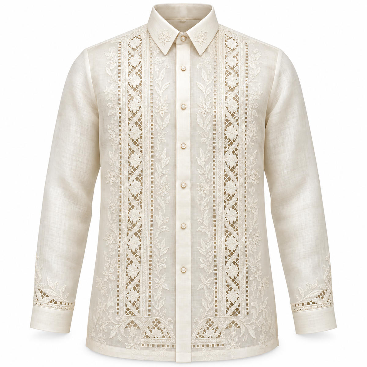 Men's Pintados Linen Silk Long Sleeved Barong