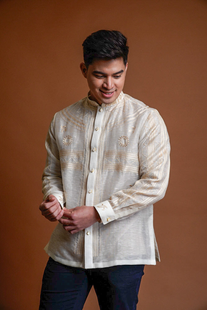 Men's Pintados Linen Silk Long Sleeved Barong