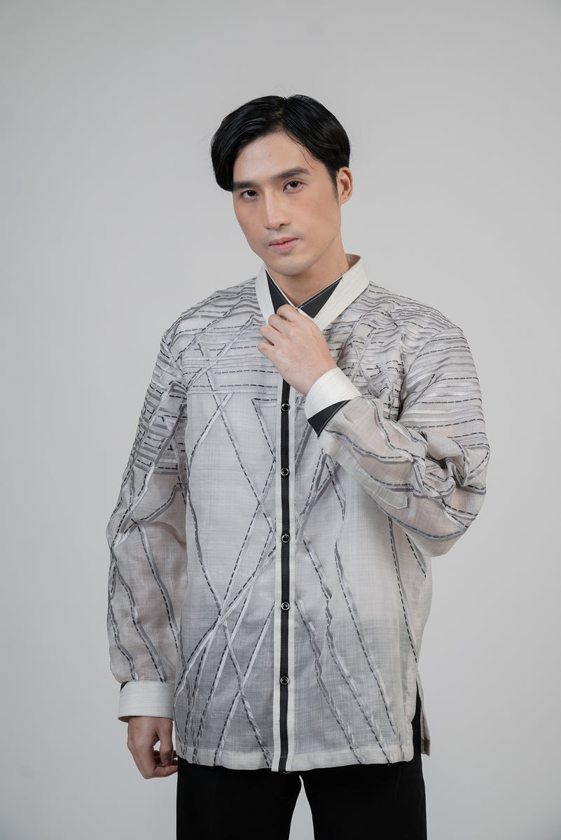 Men's Cocoon Barong in Silver Gray