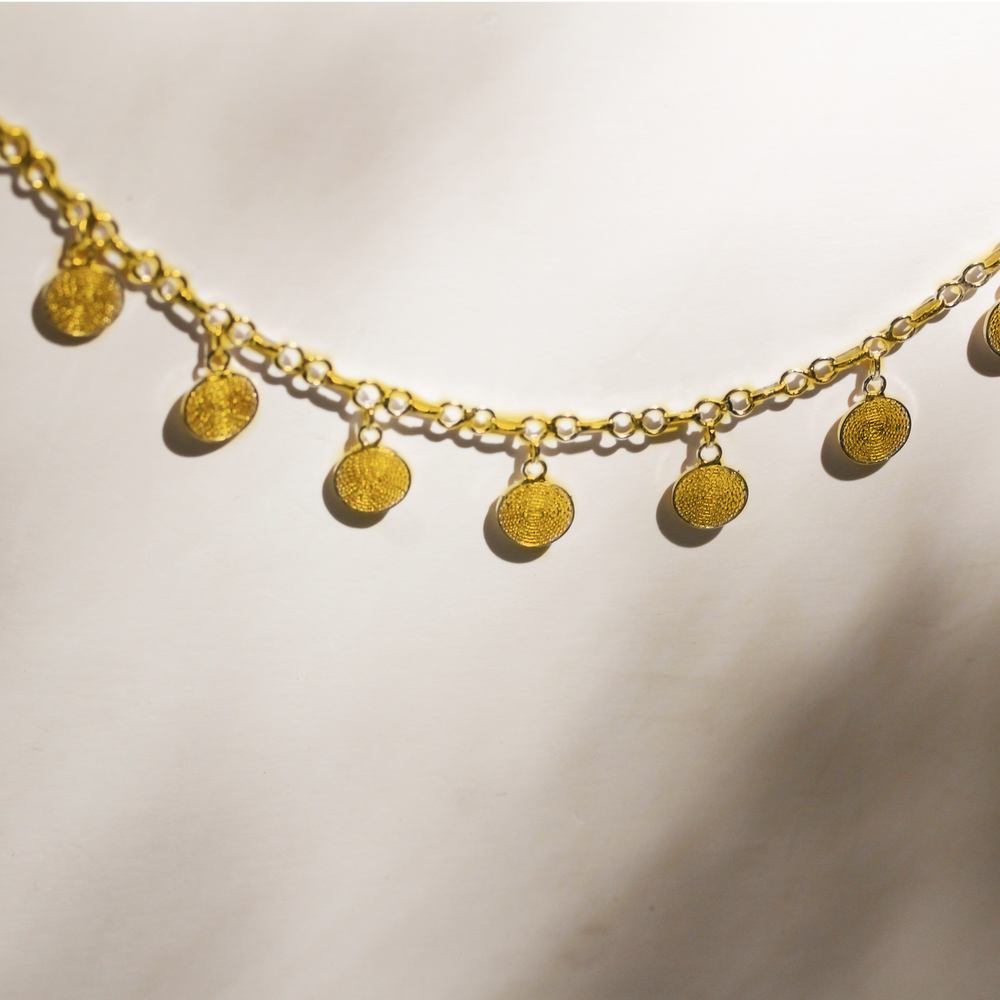 Dionne Mini Filigree Disc Charm Choker Necklace