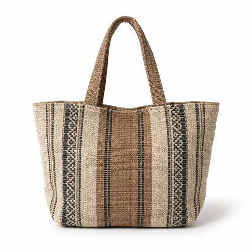 AI-generated representation of the Handloom-style woven market tote