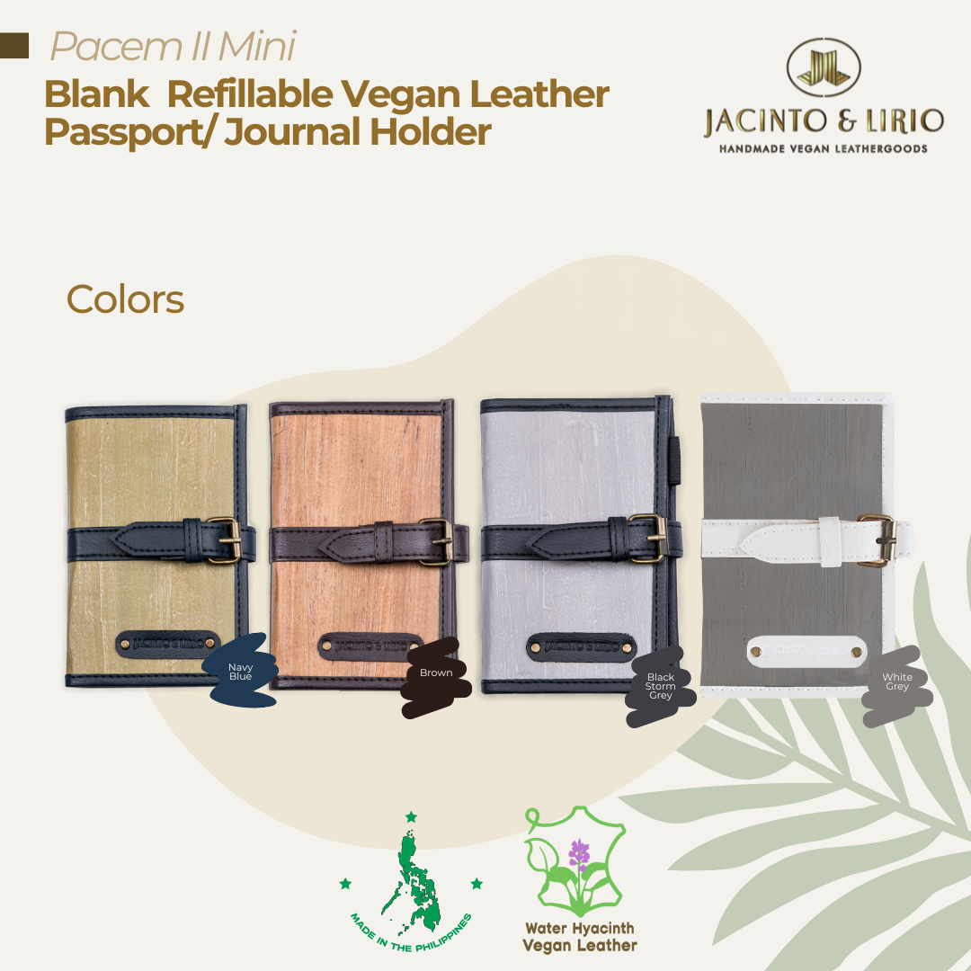 Pacem II Mini water hyacinth vegan leather journal and passport holder from Jacinto & Lirio